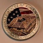 1986 Colorized US $1 American Silver Eagle 1 oz .999 Fine Silver Pentagon