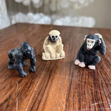 Yowie Animal Figures Set Of 3, White-Cheeked Gibbon, Chimp West Lowland Gorilla