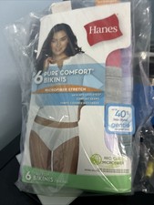 Hanes Womens Comfort Flex Fit Microfiber Stretch Bikini 6-Pack size 6