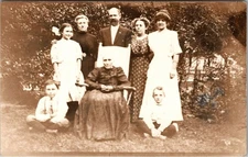 Postcard Real Photo RPPC Family Photo with Elderly Woman in Chair Unposted