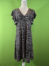 Michael Kors womens dress size XL Shift Leopard Print Gunmetal Gray 