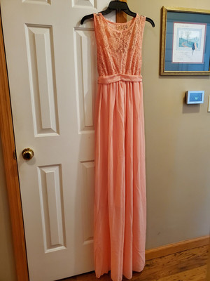 Coral Chiffon Bridesmaid Dress, Size Medium/Large | eBay