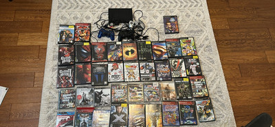 Sony PlayStation 2 Slim Launch Edition Charcoal Black Console plus games