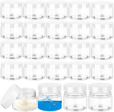 24 Pcs 1Oz Plastic Cosmetic Jars,Round Leak Proof Clear Container with Lid,Wide-