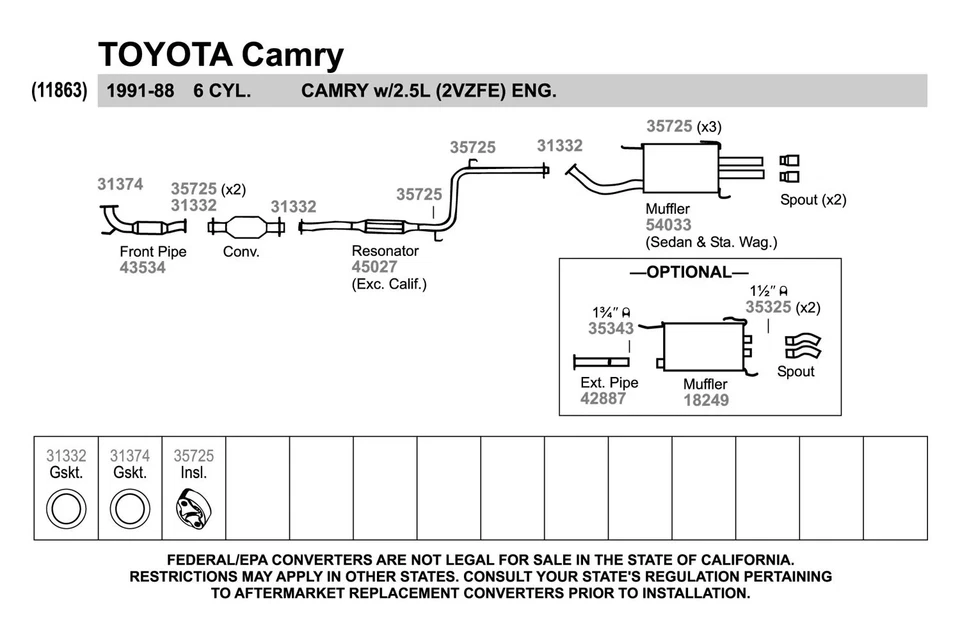 For Toyota Tacoma 1995-2015 Walker Fiber Donut Exhaust Manifold Flange Gasket Foto 3 de 4