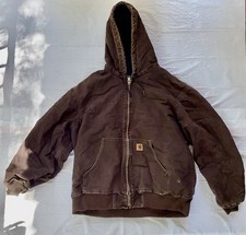 Carhartt J130 DKB Active Jacket XL Dark Brown 2013 Distressed Workwear Hooded