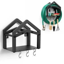 Hose Hanger Wall Mount, Heavy Duty Garden Hose Holder Wall Mount with Storage...