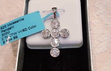 2.70 Ct Round Cut Real Moissanite Women's Cross Pendant 925 Sterling Silver