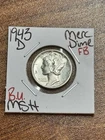 1943 D Mercury Silver Dime Gem BU Uncirculated MS++ FB Full Bands Coin (Raw14187