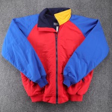 Lands End Squall Jacket Mens Medium Red Blue Yellow Vintage 1992 Made in USA