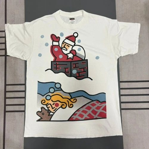 Vintage 1996 USPS Christmas Stamp T-Shirt XL Tultex Santa Family Tree 32c video thumbnail