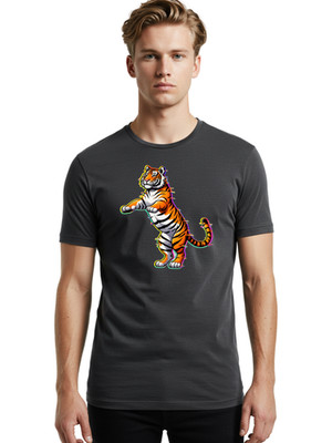 Tattoo-Tiger Mens Graphic Tee, 100% Cotton, Casual Summer Wear