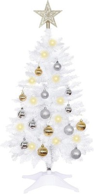 3ft White Artificial Christmas Tree with Lights, Ornaments & Star Holiday Decor