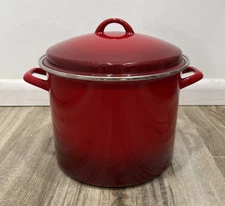 Rachael Ray Red Ombre 12 Quart (11.4 Lt.) Enamel On Steel Stockpot with Lid EUC