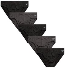 Reebok Mens Underwear Briefs - 5 Pack Quick Dry Soft Large, Black/Charcoal