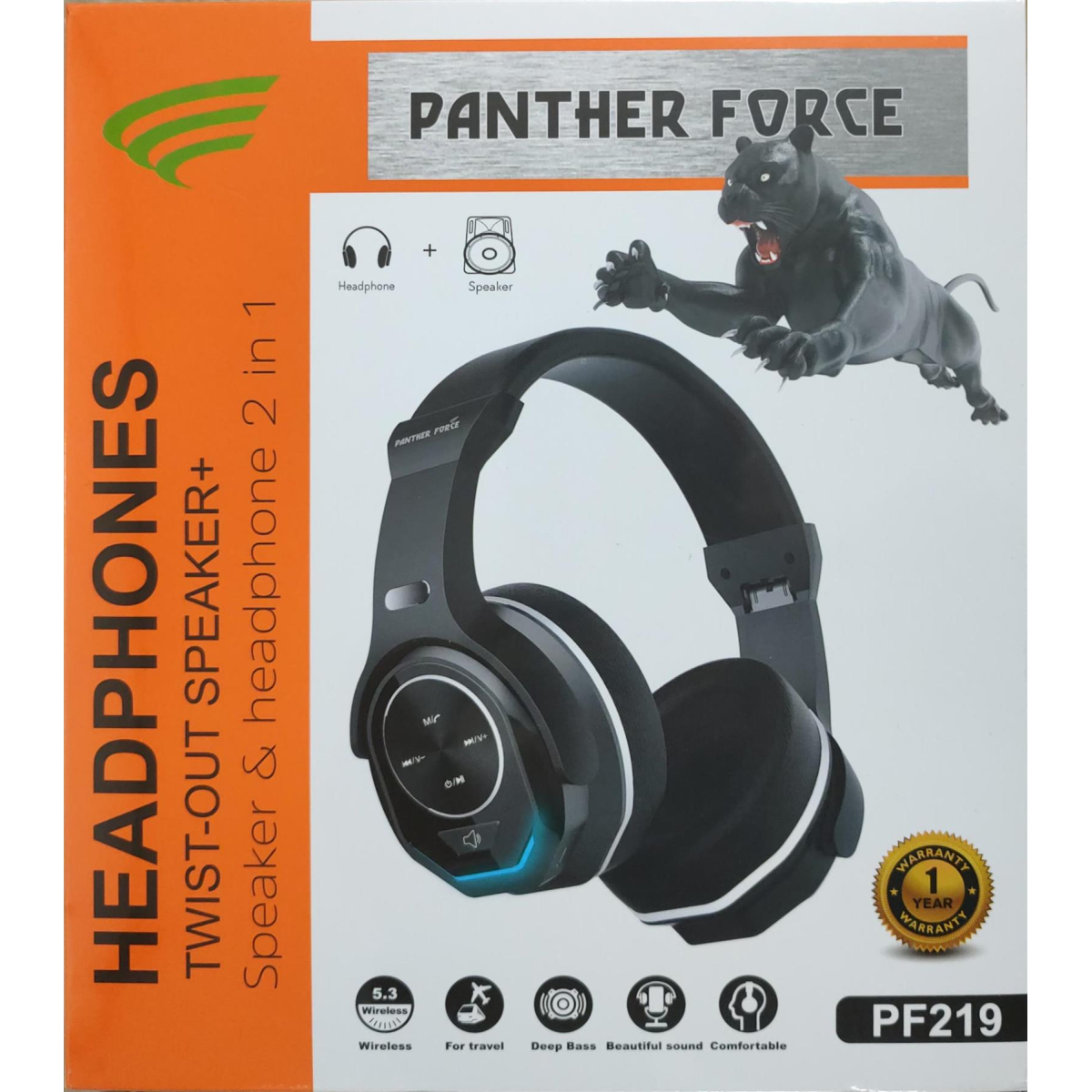 Panther Force Wireless Bluetooth Headphone + Twistout Speaker Pf219 - Image 2