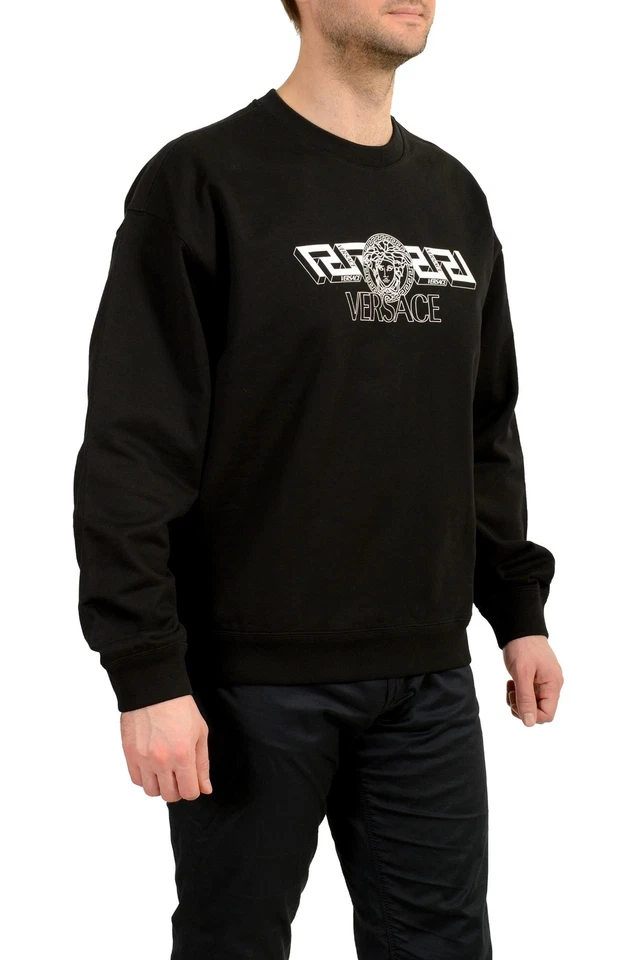 Sudadera Versace Para Hombre Negra Mitchel Fit Logo Estampado Cuello Redondo US 2XL IT 56 Foto 2 de 4