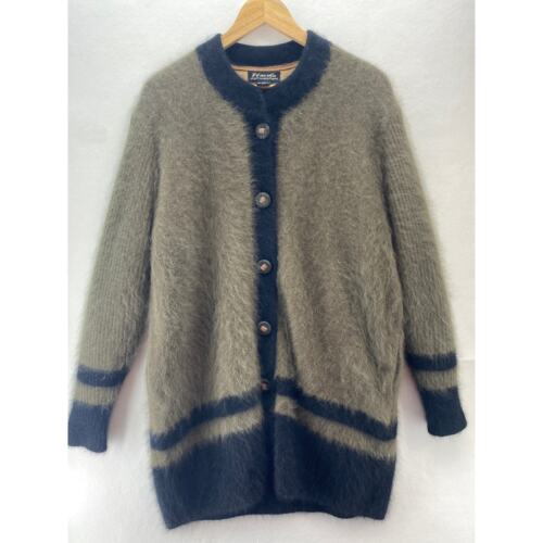 Vintage Rare Find Venesha 80% Angora Fuzzy Button Lagenlook Sweater Coat Sz M - Picture 3 of 11