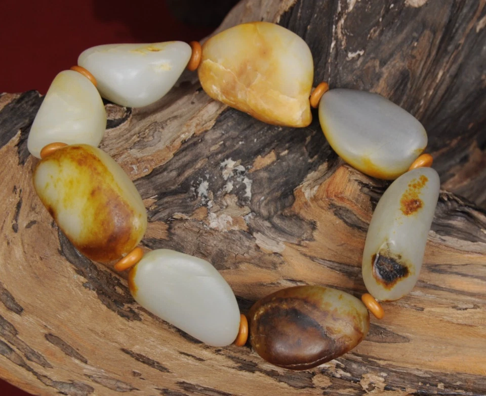 Pulseira de jade certificada 88,8 g 100% natural e preciosa rio Xin jiang Hotan--- - Imagem 2 de 4