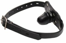 BDSM Bondage Leder Silikon Penis Mundknebel Mund Knebel schwarz