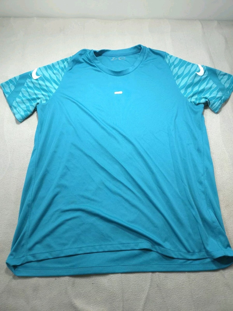 Nike Shirt Mens Double Extra Large Blue Training Dri Fit Soccer Active Aqua