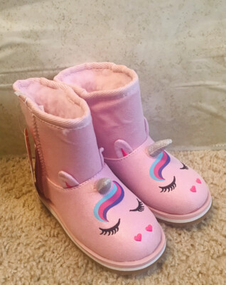 Wonder Nation Toddler Girls size Crazy Unicorn Faux Shearling Boots color  pink