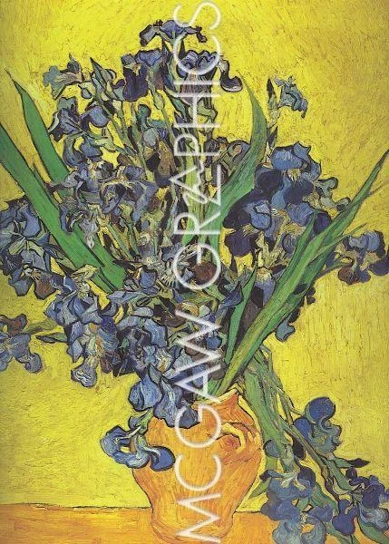 Irises in Vase, van Gogh, Wall Art Print Poster  14" x 11"   426 - Image 2 of 2