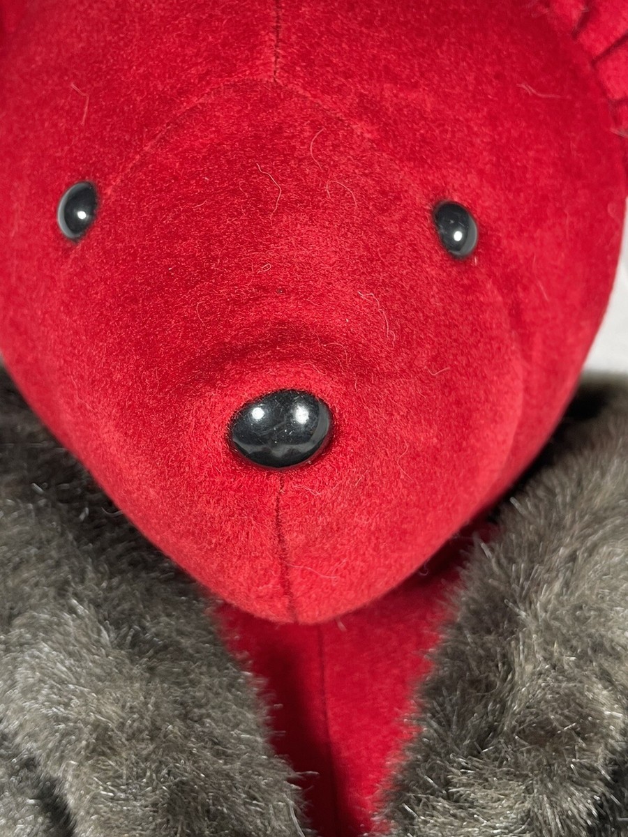 North American Bear Co. 1979 RED Plush With Brown Faux Fur North American Bear Co. 1979 RED Plush With Brown Faux Fur