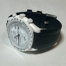 20mm BLACK Flared Vulcanized Rubber Strap OMEGA Moonswatch Mission To The Moon