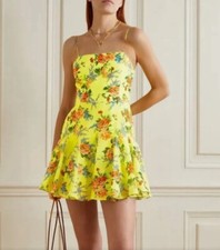 Alice + Olivia Ginny Floral Minidress Floral Express Lemon Sorbet - Size 14