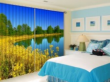 3D Yellow Garden Lake ZHUA2867 Photo Curtain Window Blockout Fabric Amy 2023