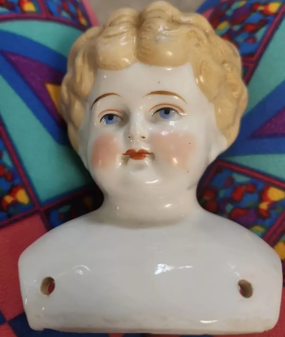 Vintage 1890s Germany 4 mark China Girl Doll blonde Head w