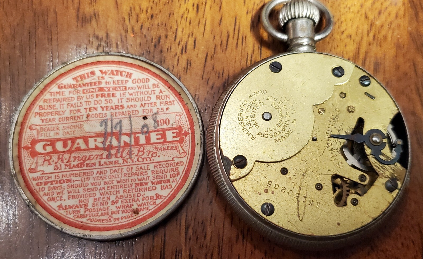 2 Rare 1909 & 1908 Ingersoll Yankee Pocket Watch & Sun Dial Parts eBay