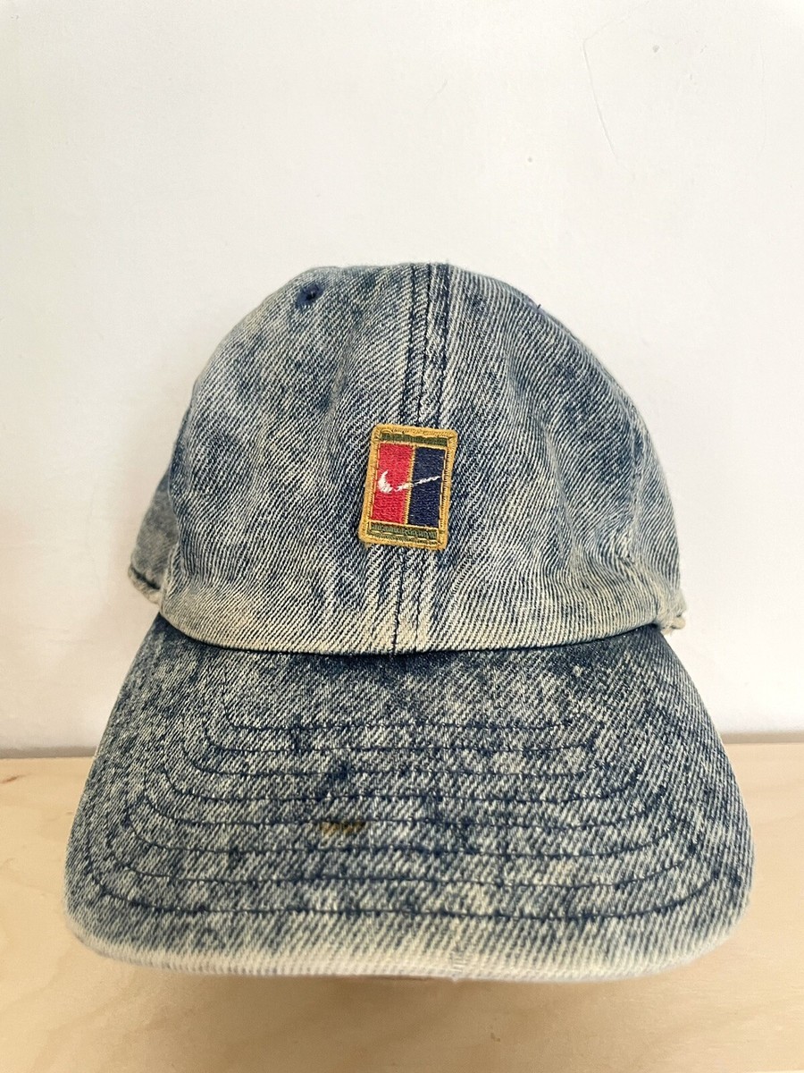 90's NIKE Vintage Challenge Court Capアガシ NIKE Challenge Court Acid Wash Denim Hat Cap Strapback Andre
