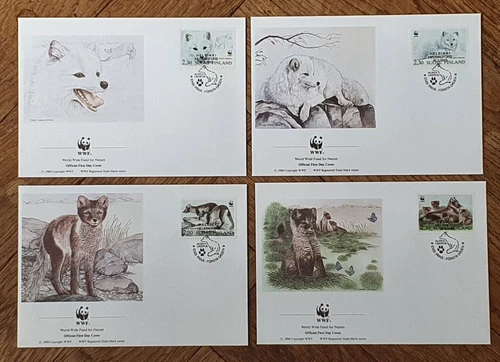 1993 FINLAND SUOMI SET WWF WILD ANIMALS ARCTIC FOX FDC
