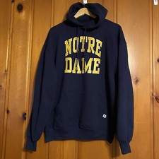 Vintage 1980s University Notre Dame Russell Athletic Hoodie Made In USA Navy XL