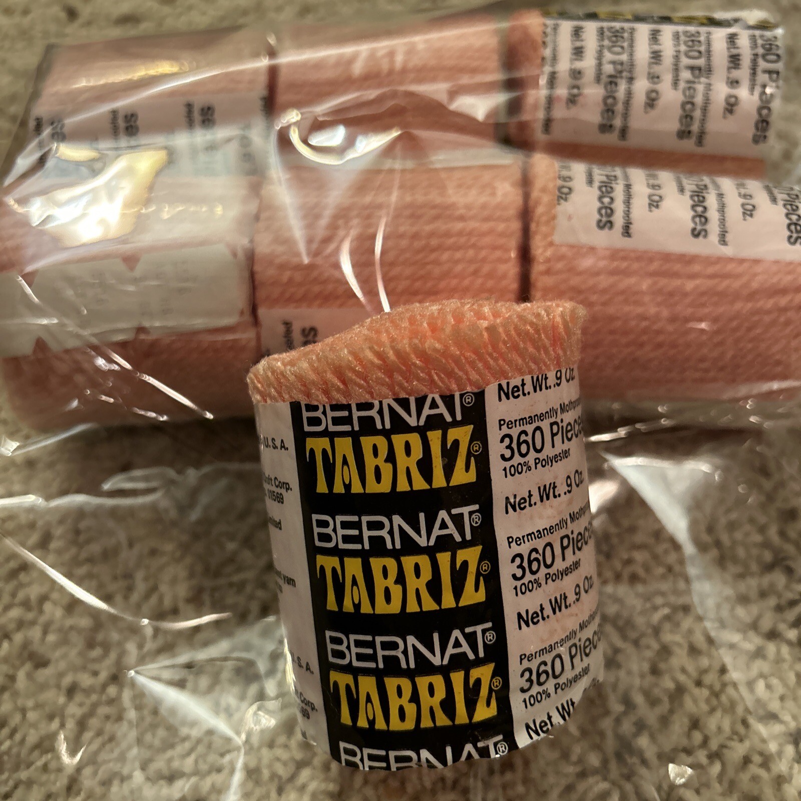 1 Pack Bernat Tabriz Latch Hook Yarn Rug Polyester 5516 HB Peachy ...