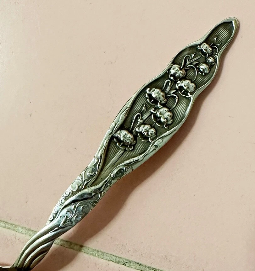 1907 年纯银古董纪念品勺子 Lilies of Valley Whiting Anderson — 第 2/4 张图片