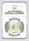 1886  MORGAN SILVER DOLLAR  PHILADELPHIA MINT  $1 COIN  NGC  GRADED  MS64  TONED