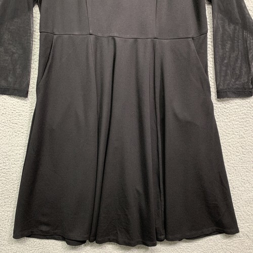 Abito Torrid da donna nero svasato midi tasche maniche a maglia tasche collo taglia 18 - Foto 3 di 16