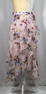Chelsea Violet Maxi Skirt Wrap Flare Small Hi Low Boho Gypsy Pink Tropical $98