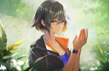 Anime NaBaBa DeviantArt Girls Short Hair Earrings  Gaming Mat Desk 47269