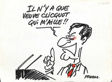 Humor - Press: François Frapar: Veuve Clicquot, Original Signed Drawing
