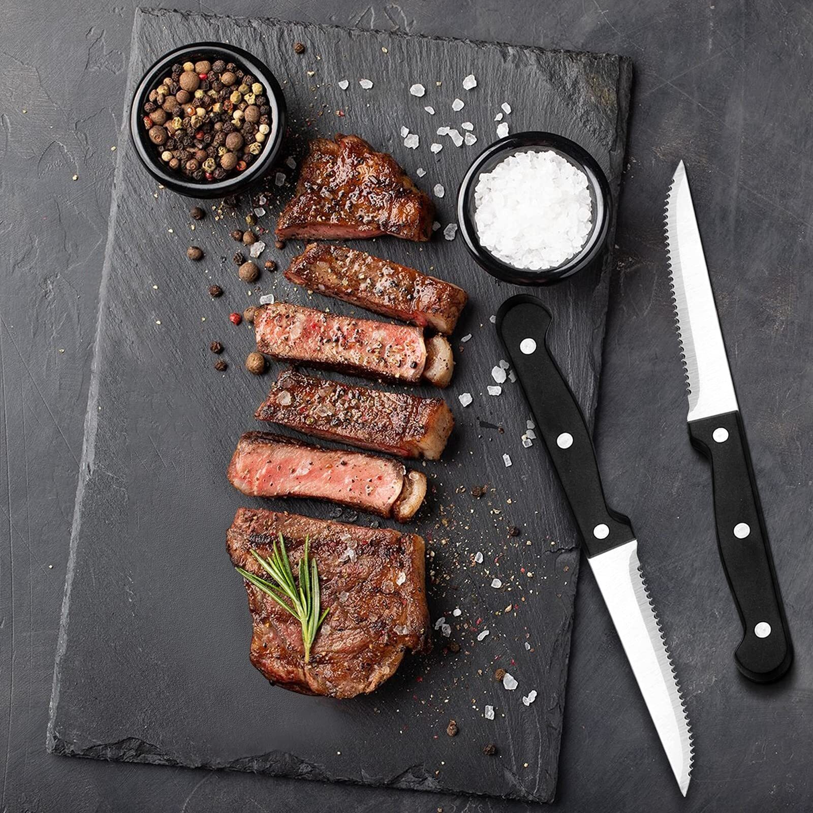 48-Piece Black Silverware Set for 8, Stainless Steel Cutlery Utensils Kitchen