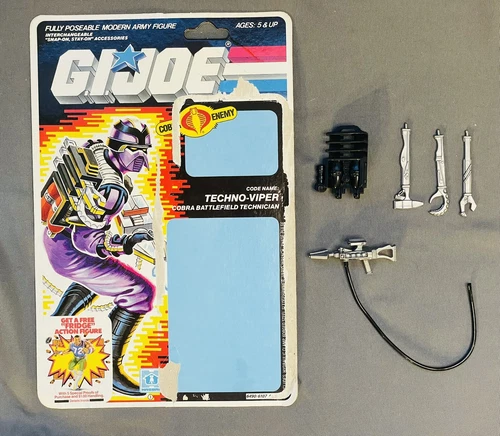 Vintage GI Joe Techno Viper Cobra 1987 Hasbro Accessories And Cardback Tools