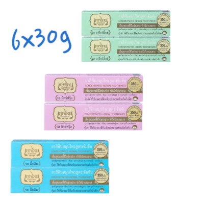 Tepthai Herbal Toothpaste 6x30g Spearmint, Original, Mixed Fruit Fluoride