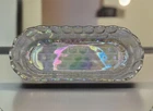 VTG MCM Federal Glass Colonial Iridescent Oblong Bubble Glass Dish 1960's