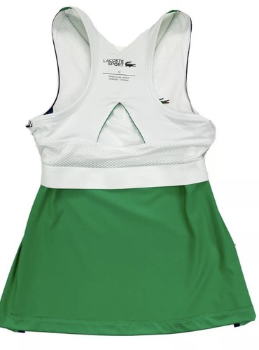 Lacoste Ladies Integrated Bra Tank Top / Skinny-Green/White/Navy  Uk 16/US 12 - Picture 5 of 9