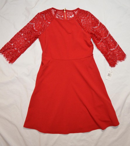 RN studio Ronni Nicole 3/4 Sleeve Red lace Dress size 4P - 28" w x 33' L