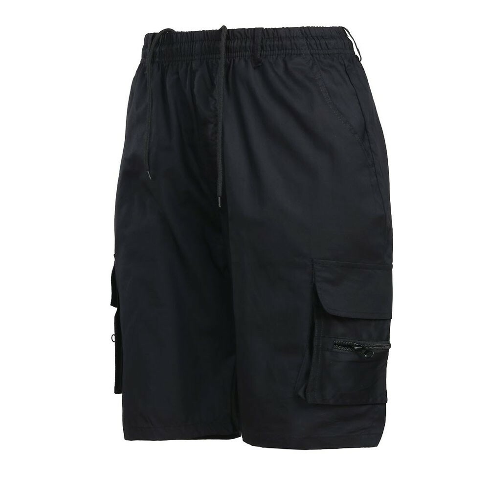 Men Elastic Waist Cargo Shorts Pockets Cotton Combat Work Casual
